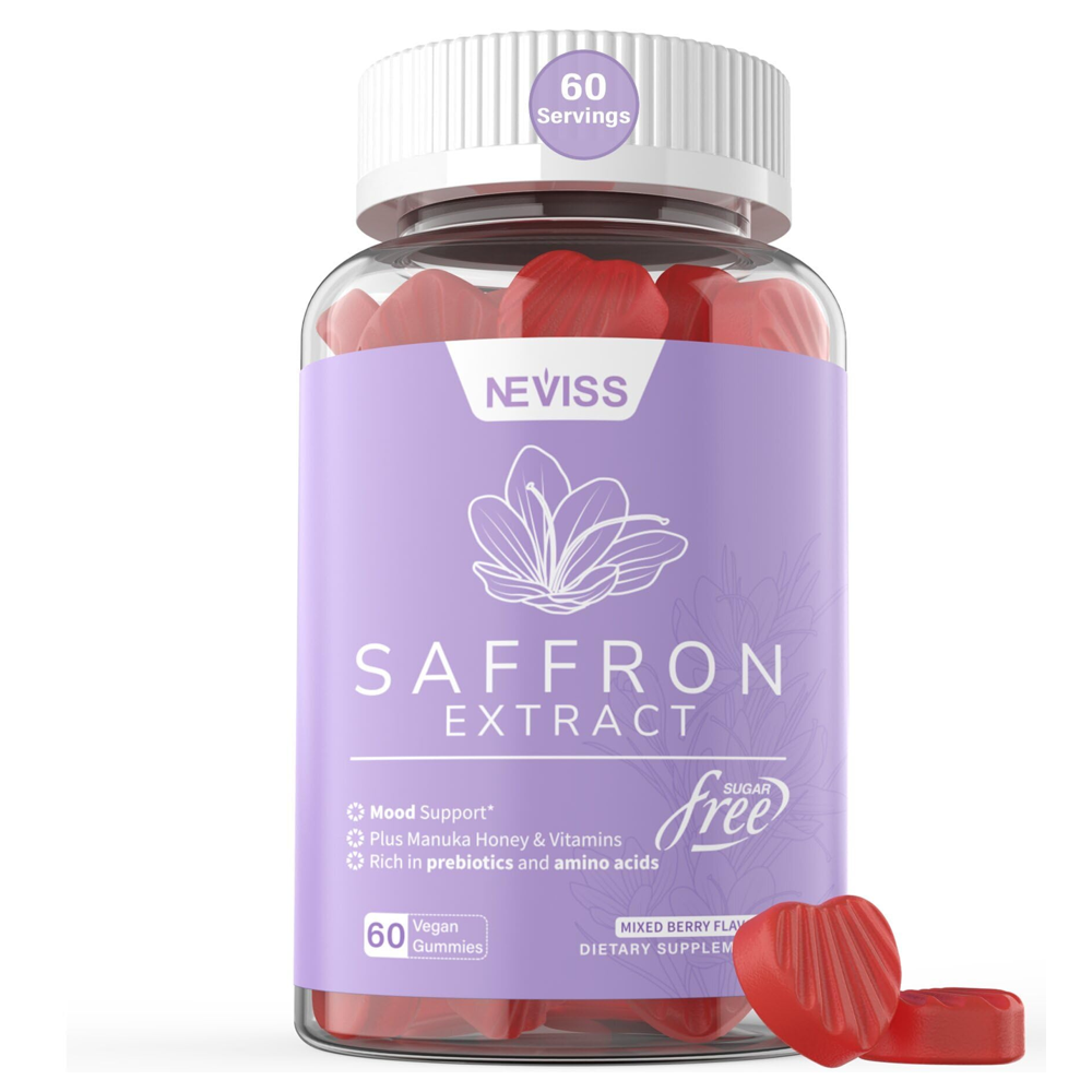 Neviss Saffron Extract Supplement 60 Vegan Gummies 100% Pure Saffron