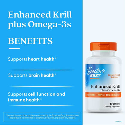 Doctor's Best Enhanced Krill Plus Omega3s with Superba Krill, 60 Softgels