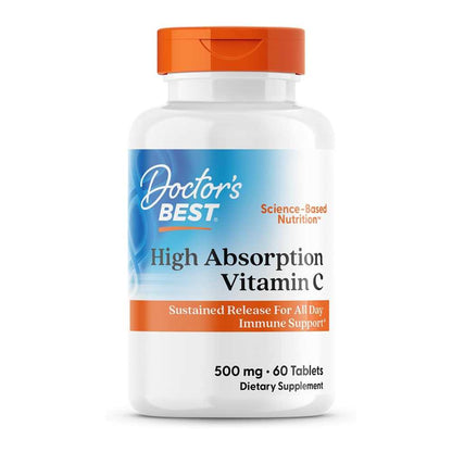 Doctor's Best High Absorption Vitamin C with Pure Way-C, 500 Mg, 60 Tablets