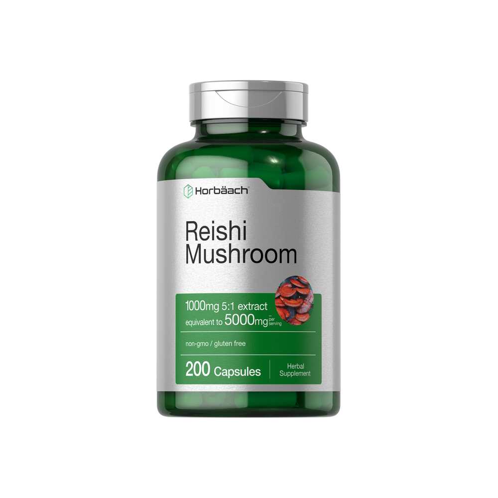 Horbäach Reishi Mushroom 5000mg per Serving | 200 Capsules