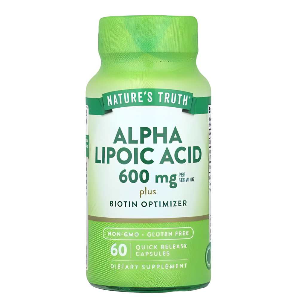 Nature's Truth Alpha Lipoic Acid 600mg + Biotin Optimizer – Antioxidant & Metabolism Support (60 Quick Release Capsules)