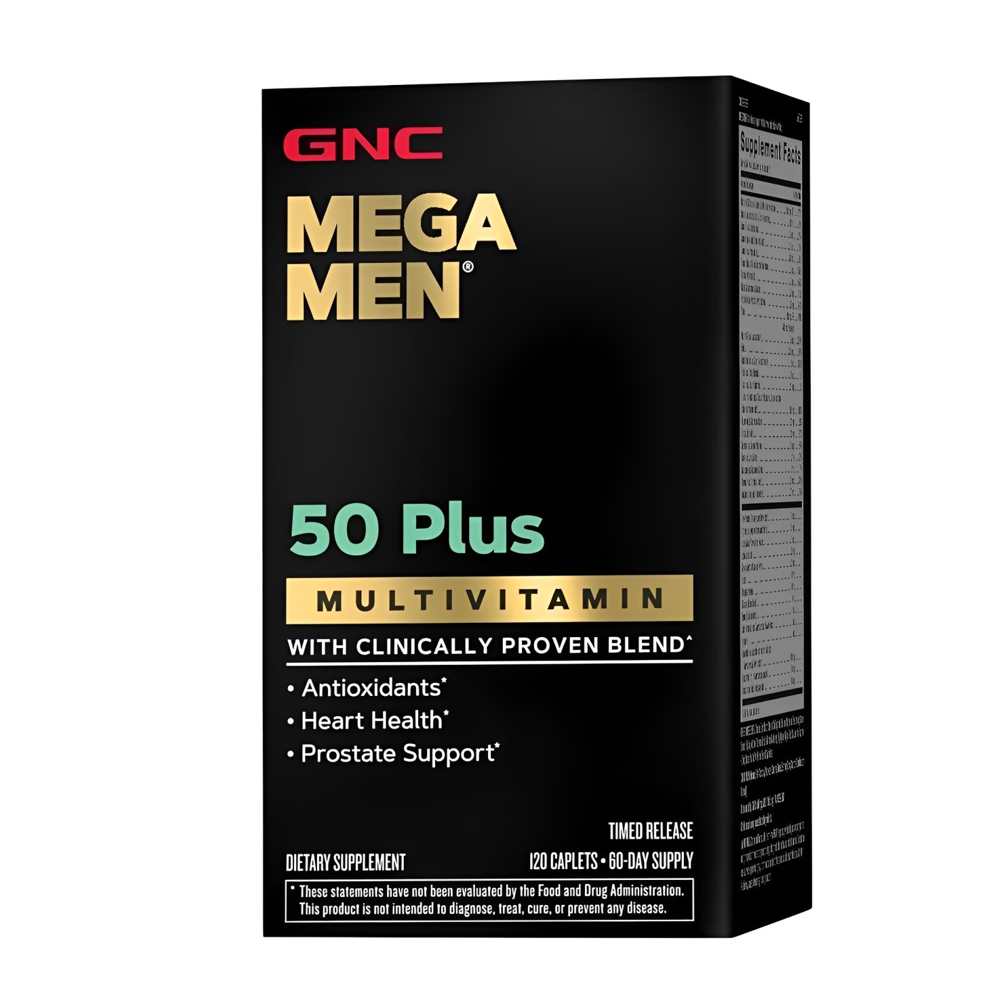 Gnc Mega Men 50+ Multivitamin – Advanced Antioxidant Blend, Heart & Prostate Support, Timed Release, 120 Caplets