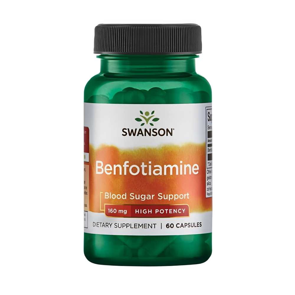 Swanson Benfotiamine – 160mg High Potency – Blood Sugar Support – 60 Capsules