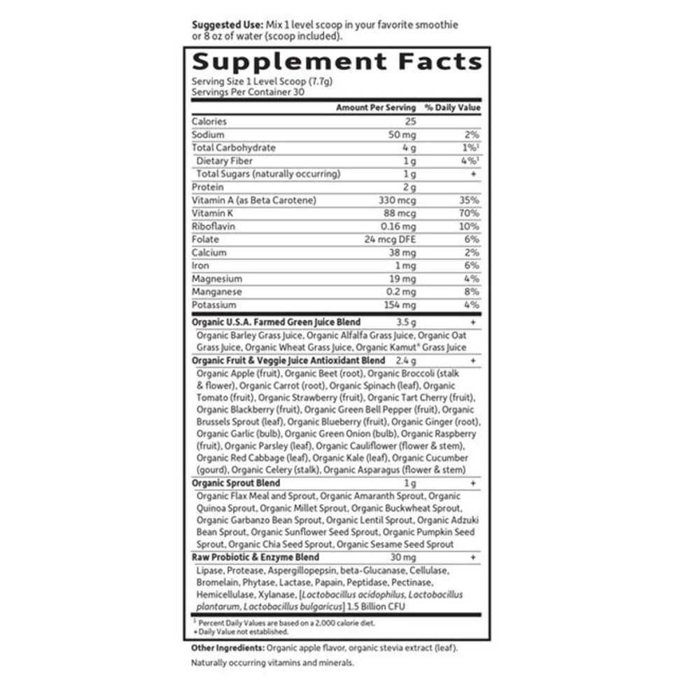 Garden of Life Raw Organic Perfect Food Green Superfood Apple 231g Powder