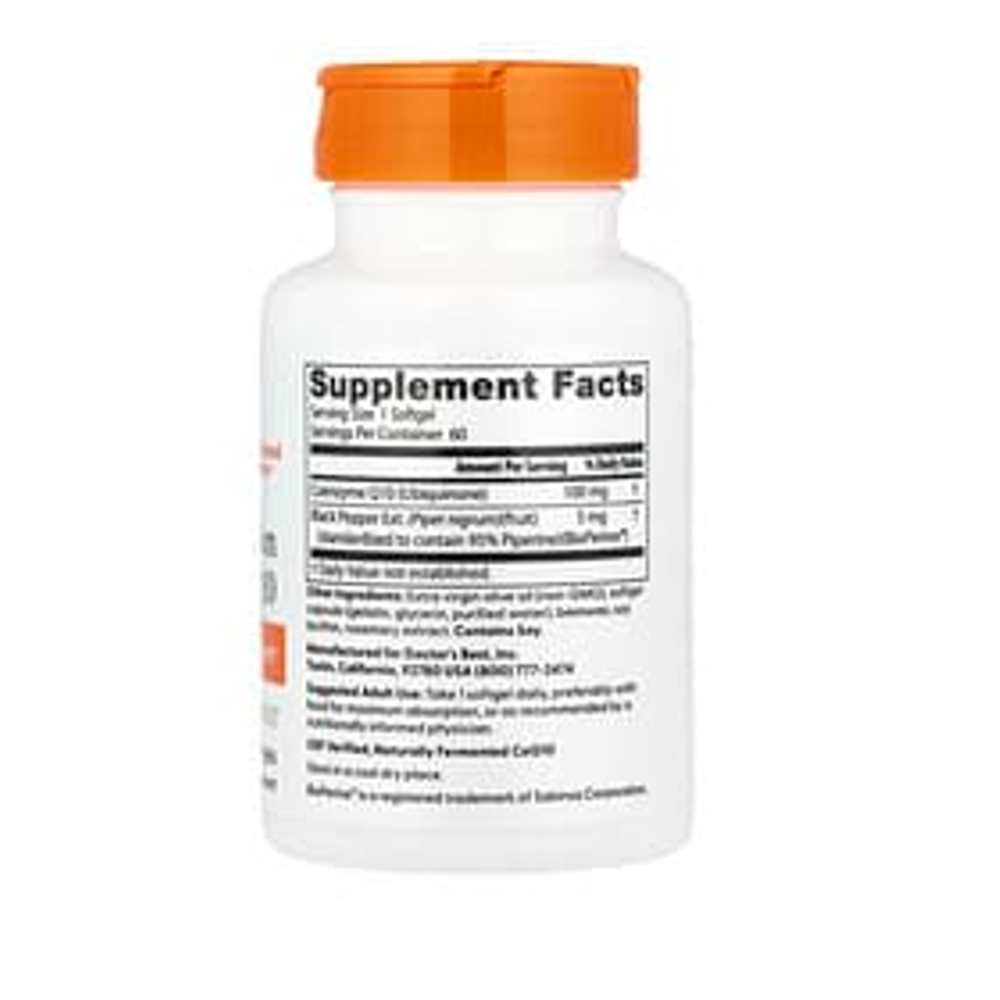 Doctor's Best High Absorption Co Q10 with Bio Perine, 100 Mg, 60 Softgels