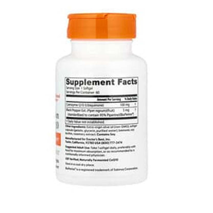Doctor's Best High Absorption Co Q10 with Bio Perine, 100 Mg, 60 Softgels