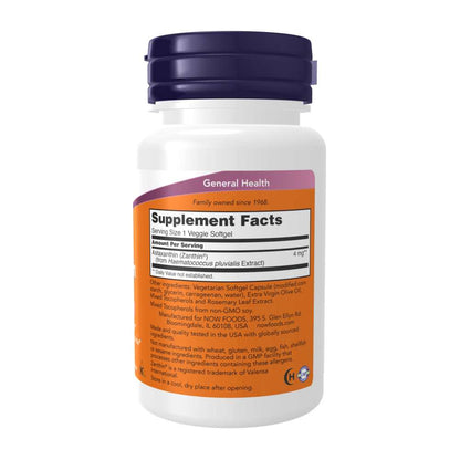 Now Foods Astaxanthin 4 Mg – Eye Health & Immune Support Antioxidant – 60 Veggie Softgels