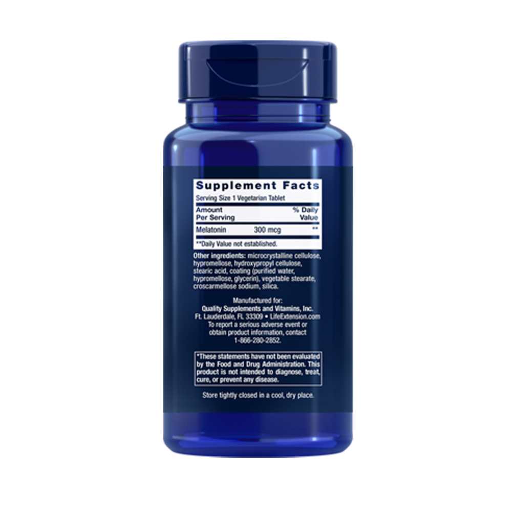 Life Extension Melatonin 6 Hour Timed Release 300 Mcg, 100 Vegetarian Tablets