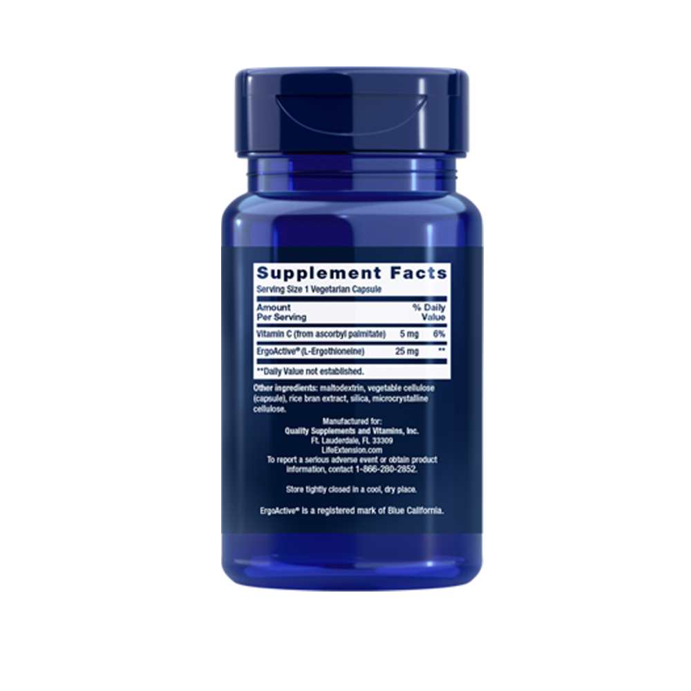 Life Extension Mega L-Ergothioneine 25 Mg 30 Vegetarian Capsules