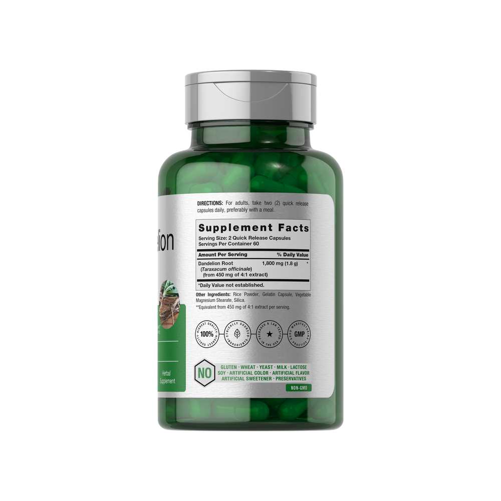 Horbäach Dandelion Root 1800mg per Serving | 120 Capsules