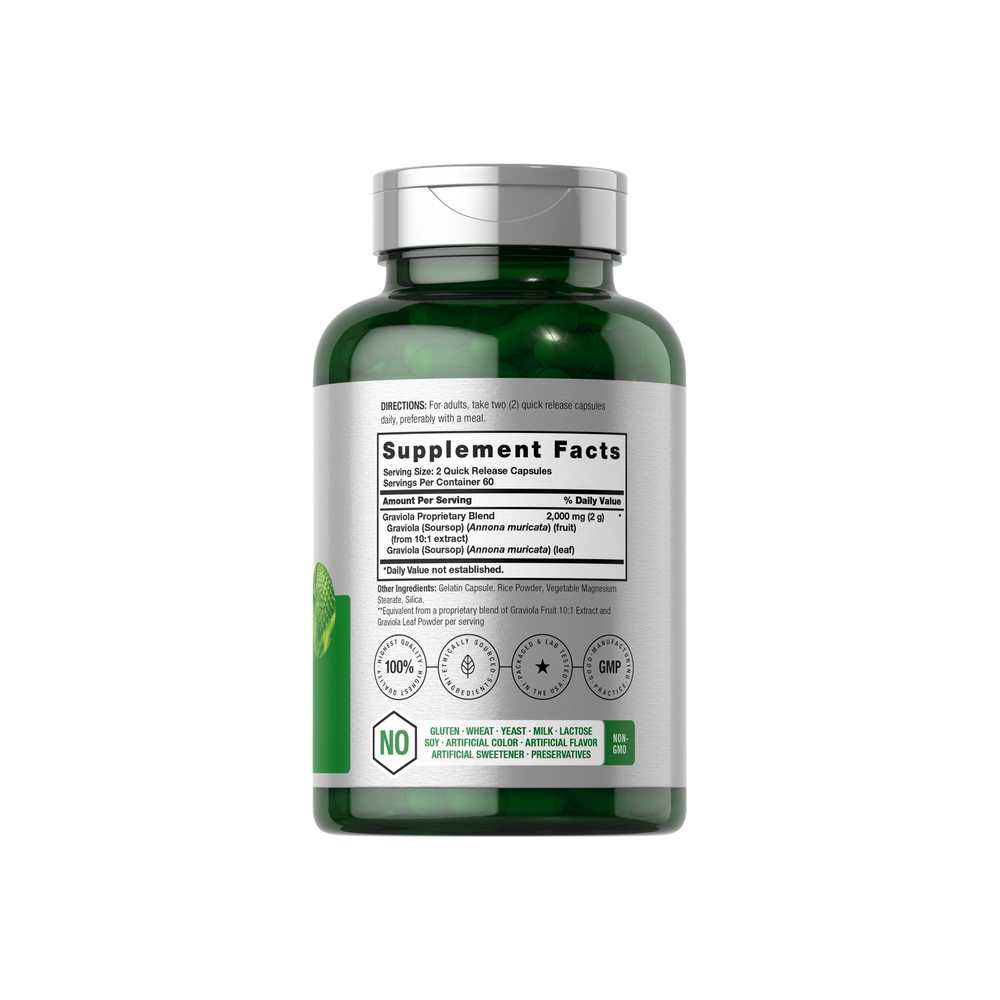Horbäach Graviola Extract 2000mg per Serving | 120 Capsules