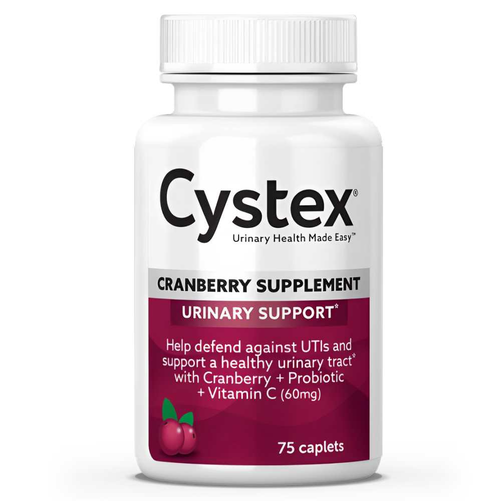 Cystex Cranberry Supplement – Urinary Health Support with Probiotics & Vitamin C, 75 Caplets