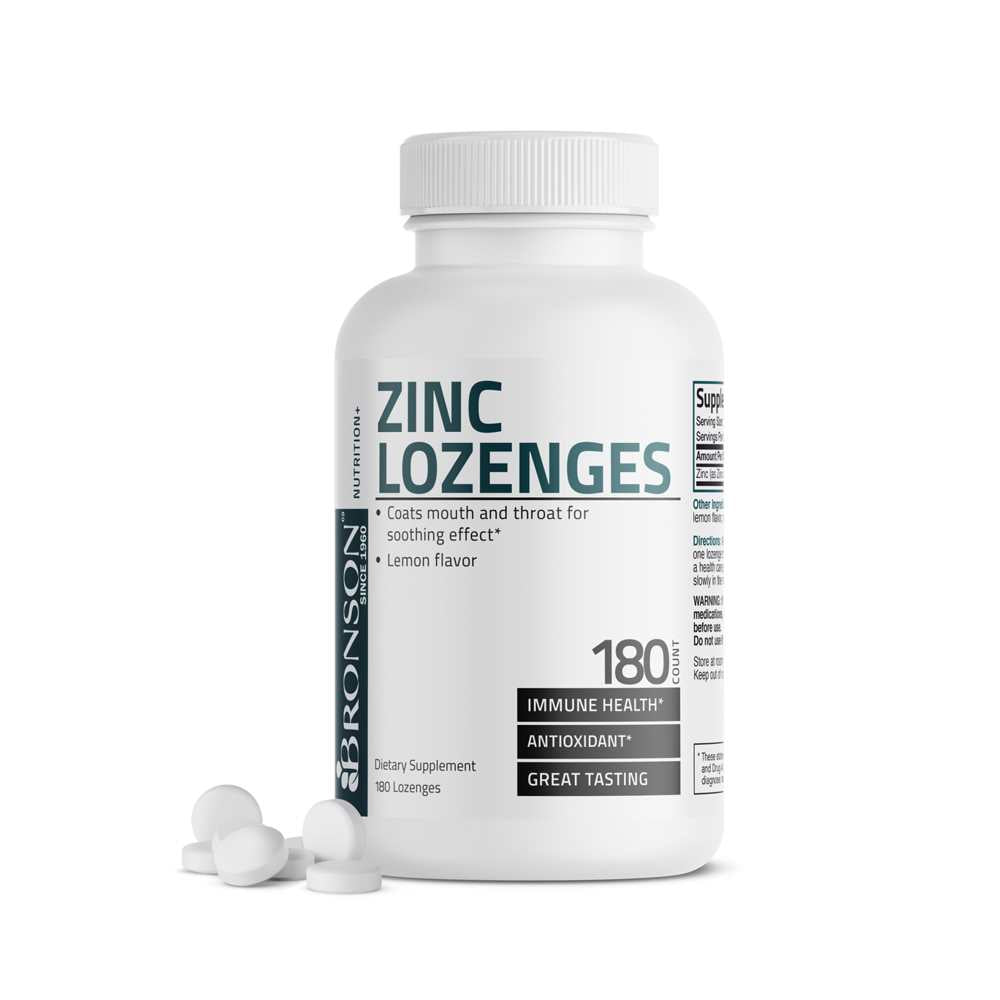 Bronson Vitamins Zinc Lozenges - Lemon - 23 Mg - 180 Lozenges