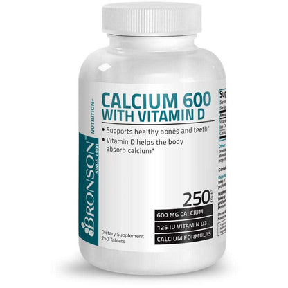 Bronson Vitamins Calcium with Vitamin D - 600 Mg - 250 Tablets