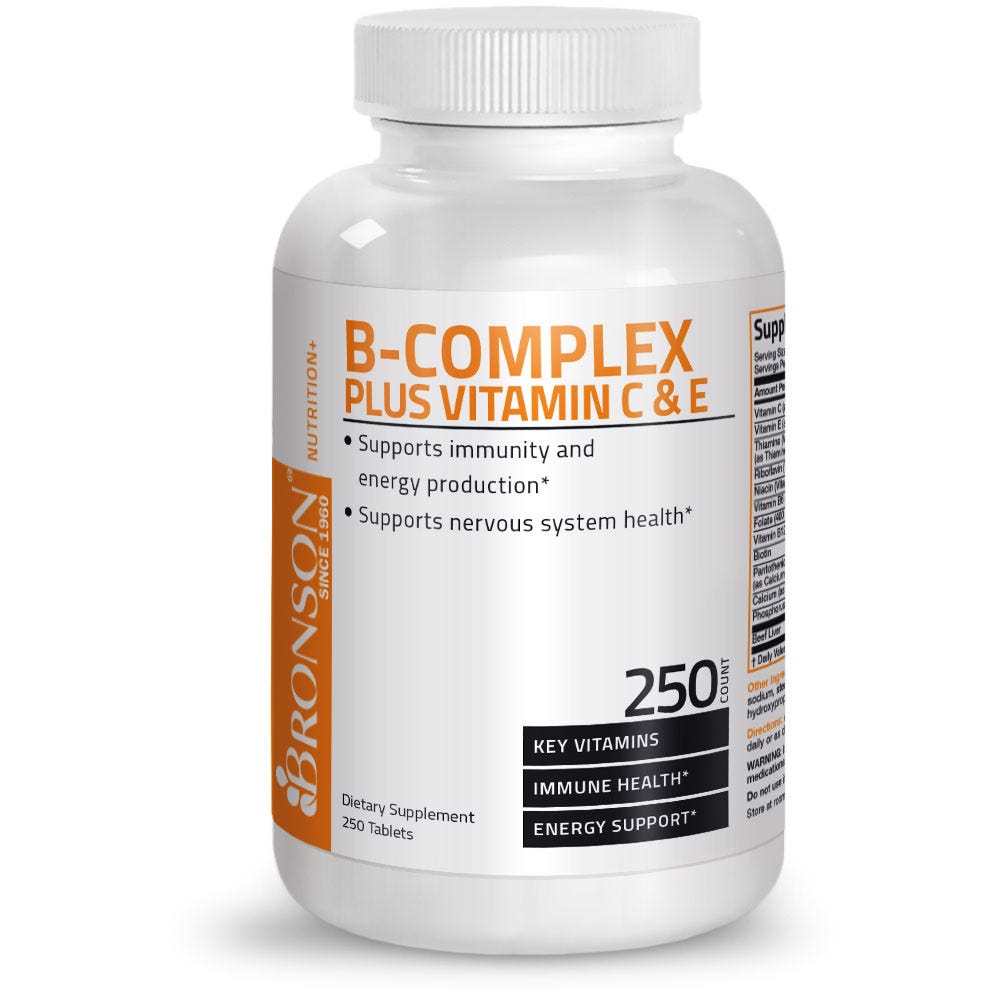 Bronson Vitamins Vitamin B Complex with Vitamins C and E - 250 Tablets