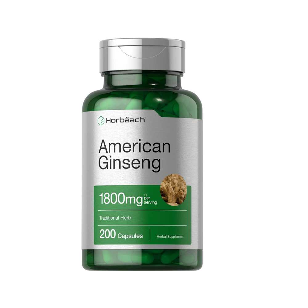 Horbäach American Ginseng 1800mg – Traditional Herbal Supplement (200 Capsules)