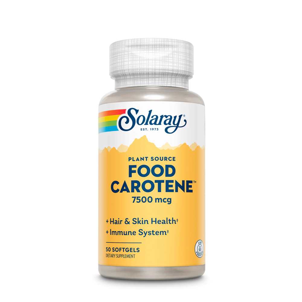 Solaray Food Carotene, Vitamin a As Beta Carotene 7500mcg 50 Softgels