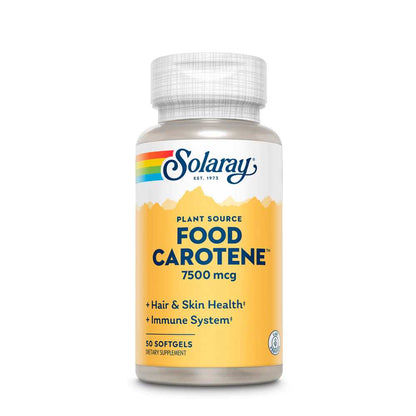 Solaray Food Carotene, Vitamin a As Beta Carotene 7500mcg 50 Softgels