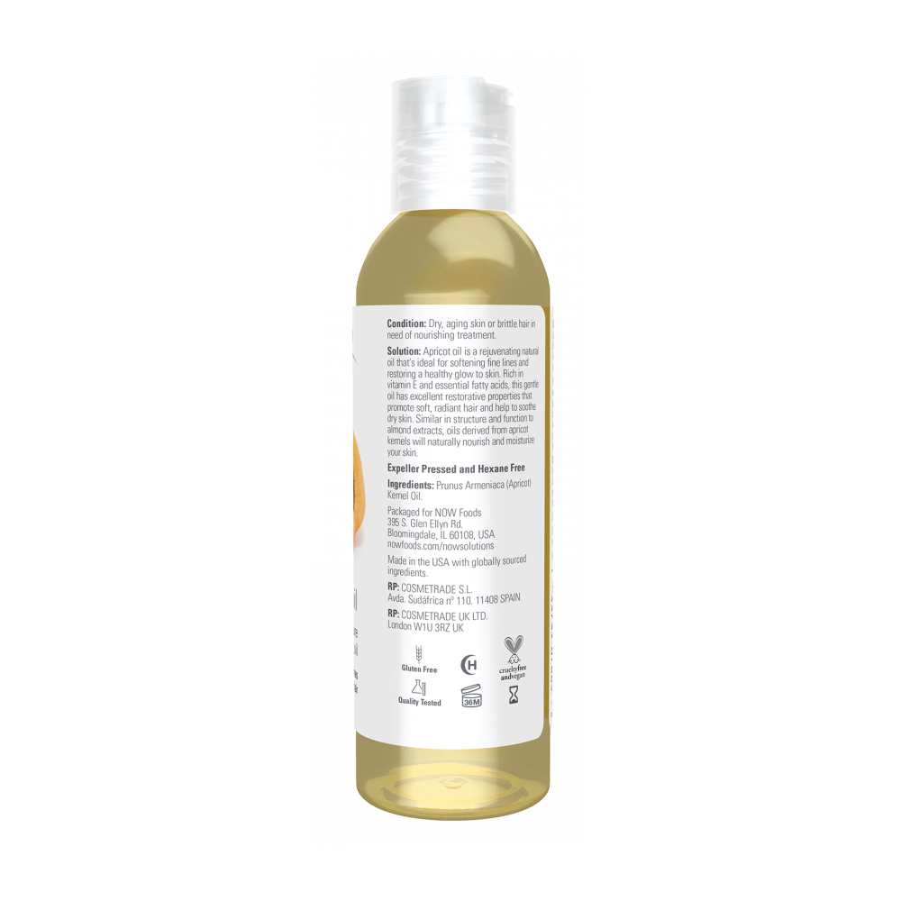 Now Foods Apricot Oil – 100% Pure Moisturizing Oil for Hair, Skin & Scalp – Cold-Pressed & Hexane-Free – 118 M L