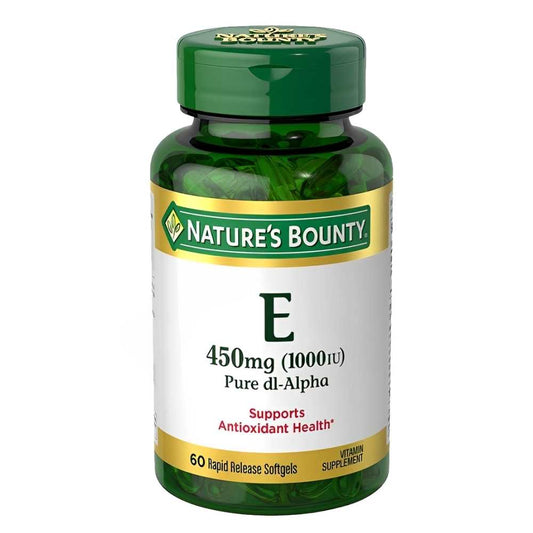 Nature's Bounty Vitamin E 450mg (1000 Iu) – Pure Dl-Alpha, Antioxidant Support, 60 Rapid Release Softgels