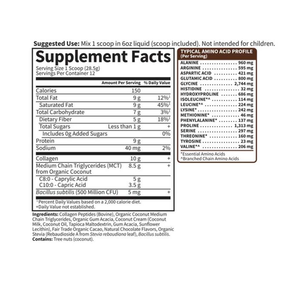 Garden of Life Grass Fed Collagen Creamer Powder - Chocolate 342g