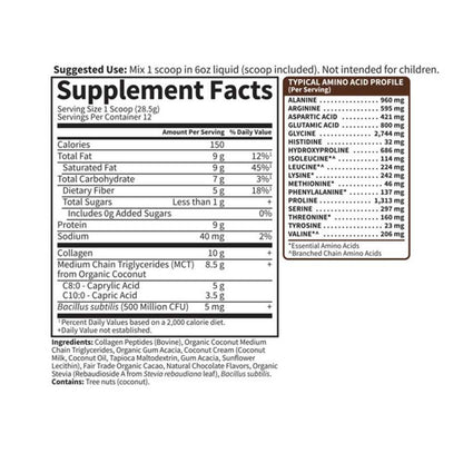 Garden of Life Grass Fed Collagen Creamer Powder - Chocolate 342g