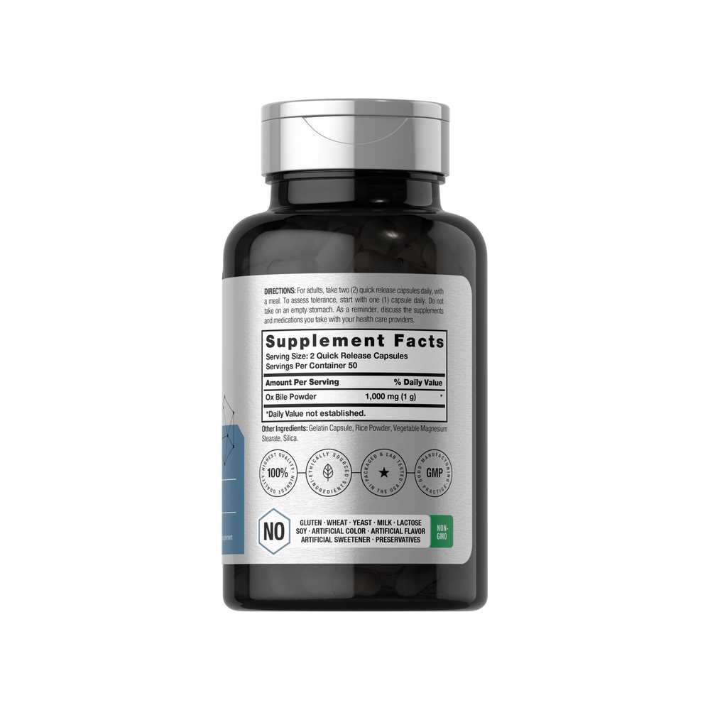 Horbäach Ox Bile 1000mg per Serving | 100 Capsules