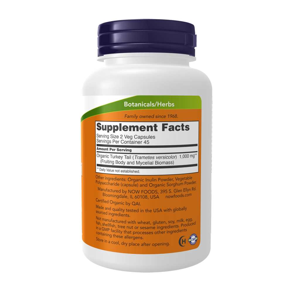 Now Foods Turkey Tail 500 Mg – Organic Super Mushroom & Mycelium Blend – Immune Support – 90 Veg Capsules