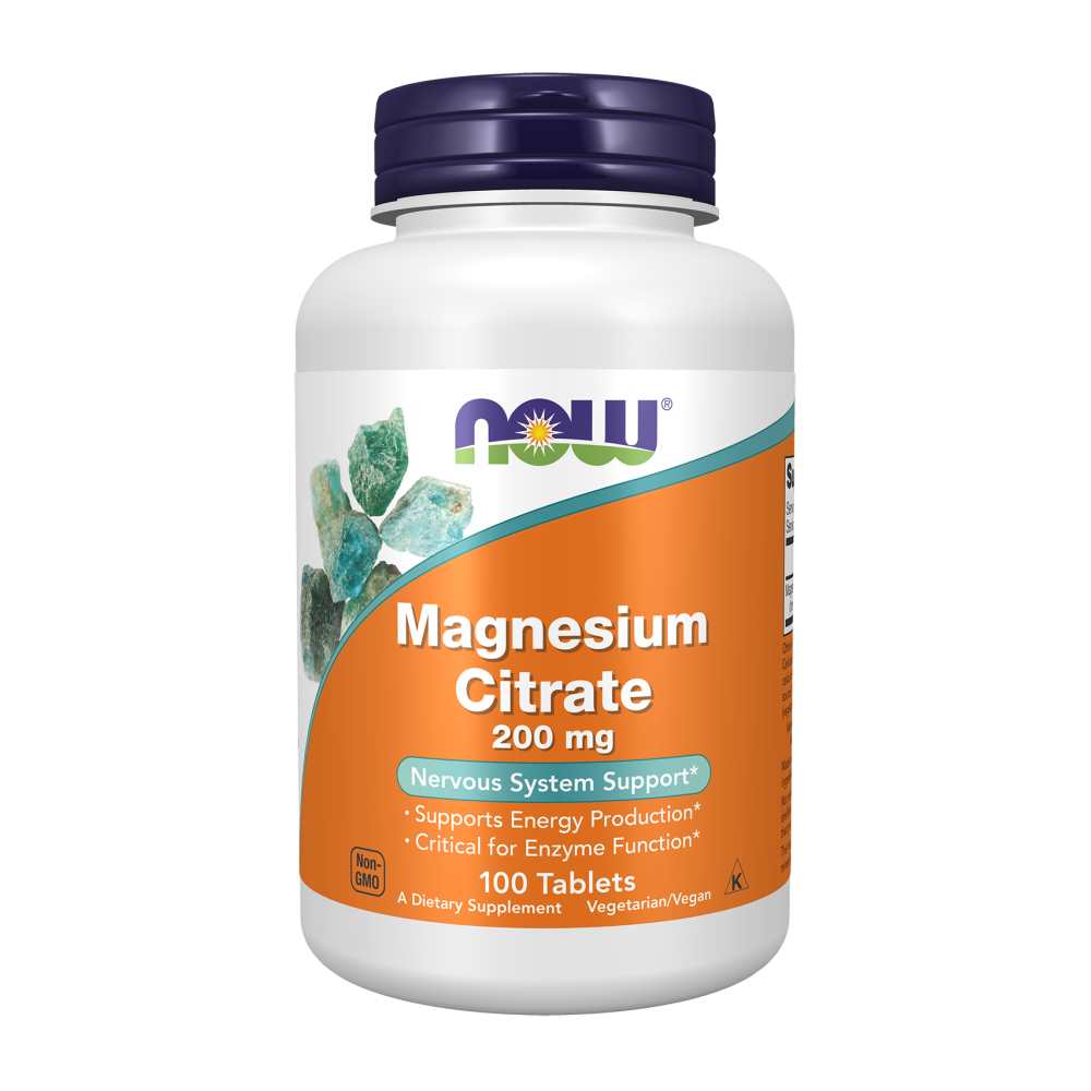 Now Foods Magnesium Citrate – 200mg – Nervous System & Energy Support – 100 Tablets