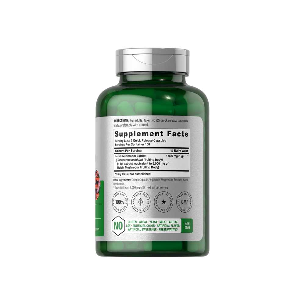Horbäach Reishi Mushroom 5000mg per Serving | 200 Capsules