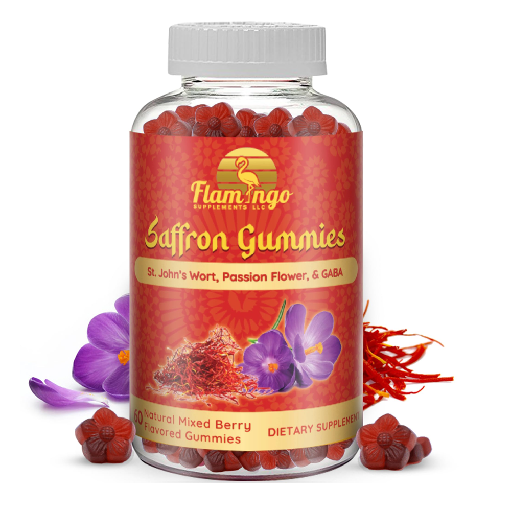 Saffron Extract Gummies-Sugar Free Saffron Supplement By Flamingo Supplements (Natural Mixed Berry)