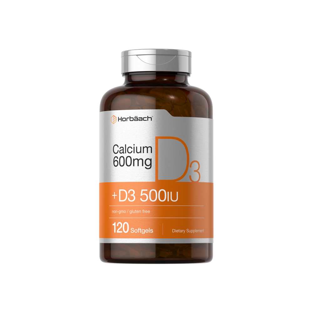 Horbäach Calcium with Vitamin D-3 | 600mg | 120 Softgels