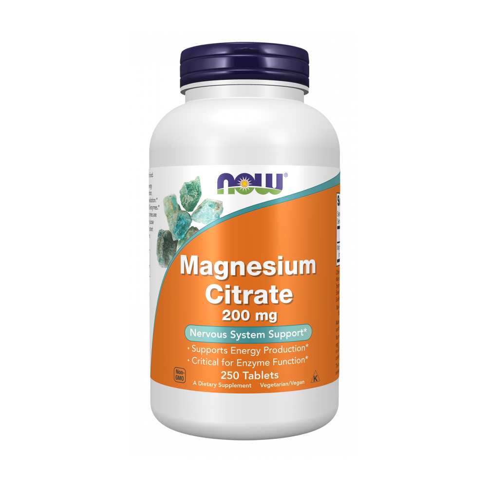 Now Foods Magnesium Citrate – 200mg – Nervous System & Energy Support – 100 Tablets
