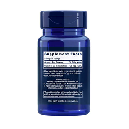 Life Extension Vitamin D3 125 Mcg (5000 Iu), 60 Softgels