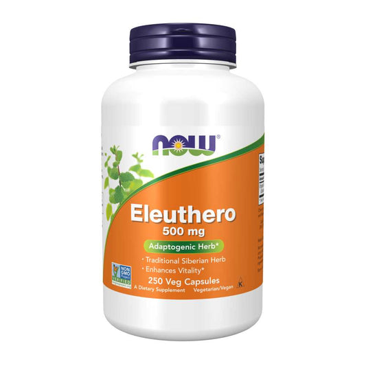 Now Foods Eleuthero 500 Mg – Adaptogenic Herb for Vitality – 250 Veg Capsules
