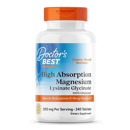 Doctor's Best High Absorption Magnesium, 200 Mg per Serving, 240 Tablets