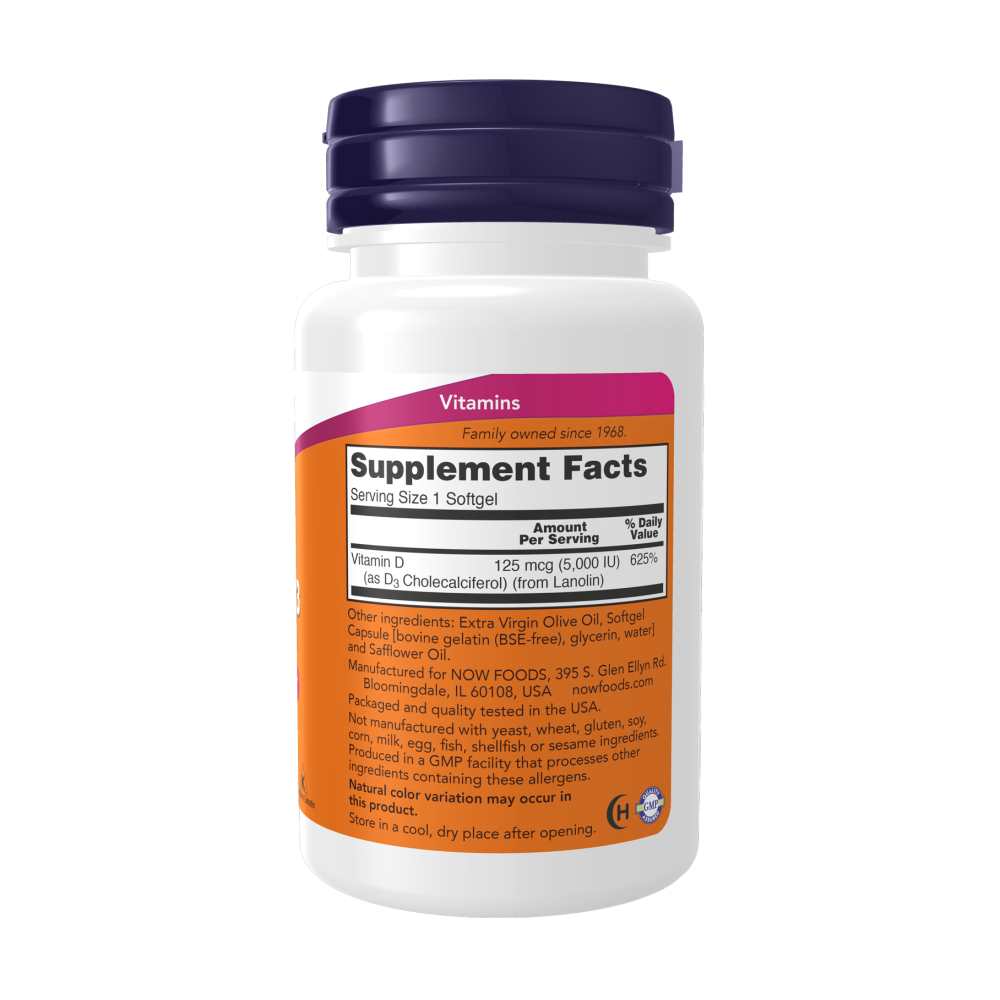 Now Foods Vitamin D-3 5000 Iu – High Potency Bone & Immune Support – 30 Softgels