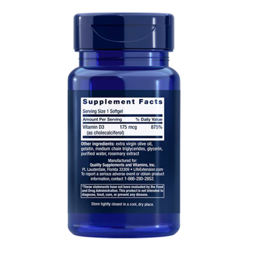 Life Extension Vitamin D3 175 Mcg (7000 Iu), 60 Softgels