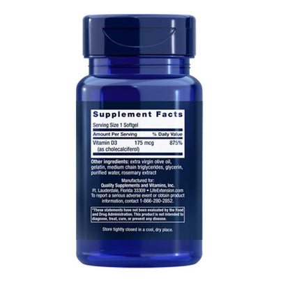 Life Extension Vitamin D3 175 Mcg (7000 Iu), 60 Softgels