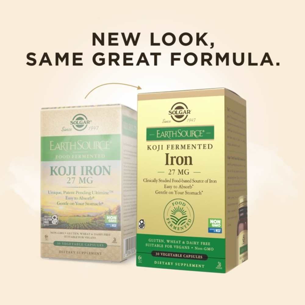 Solgar Earth Source® Koji Fermented Iron 27 Mg 30 Vegetable Capsules