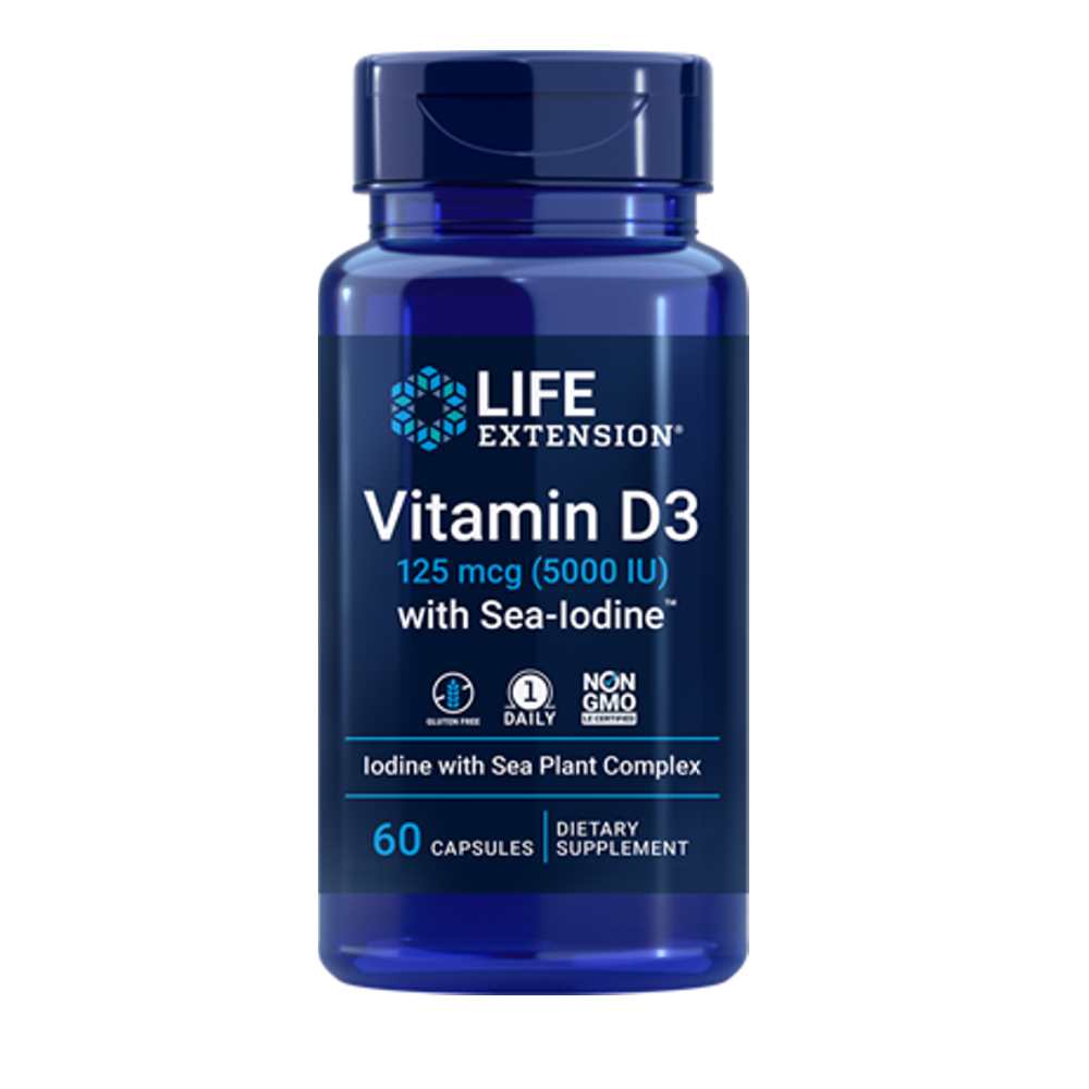 Life Extension Vitamin D3 with Sea-Iodine™ 125 Mcg (5000 Iu), 60 Capsules