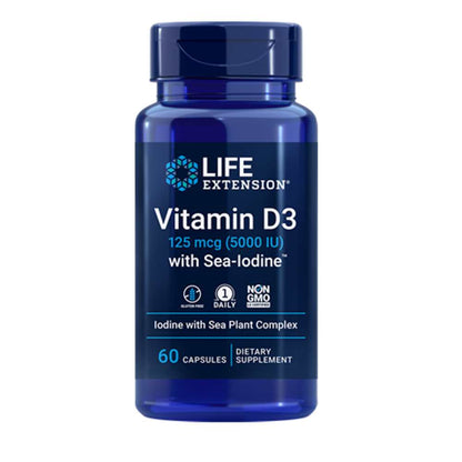 Life Extension Vitamin D3 with Sea-Iodine™ 125 Mcg (5000 Iu), 60 Capsules