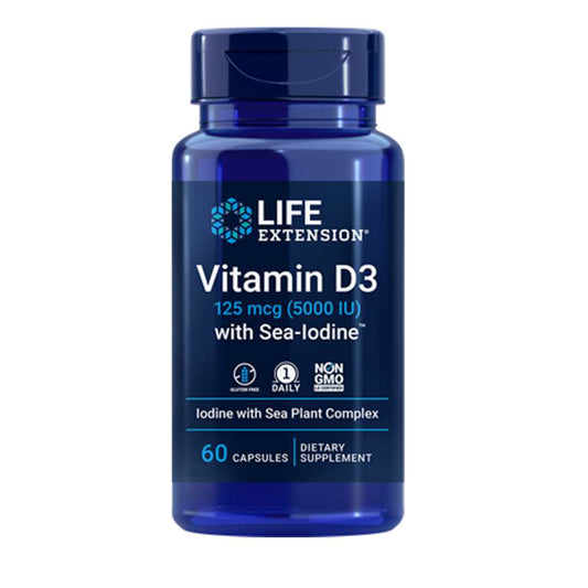 Life Extension Vitamin D3 with Sea-Iodine™ 125 Mcg (5000 Iu), 60 Capsules
