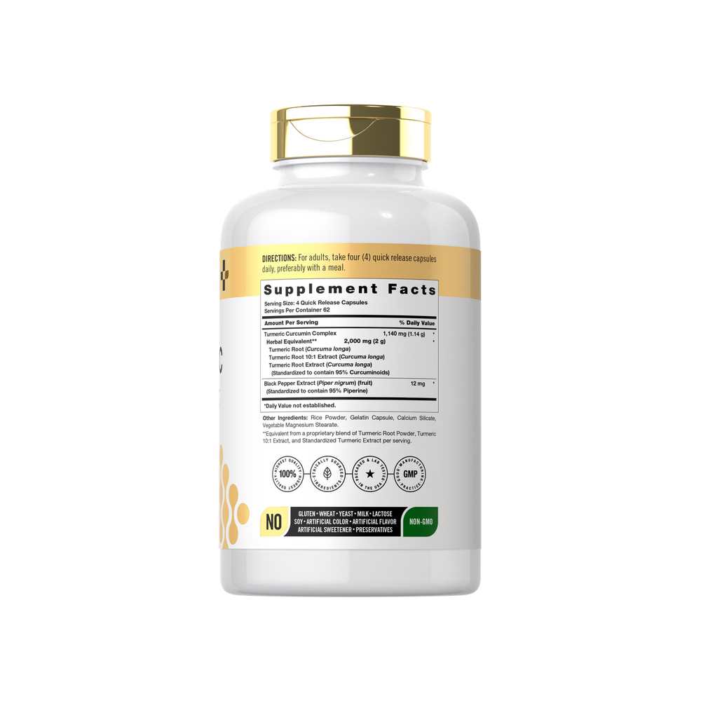 Horbäach Turmeric Curcumin 2000mg per Serving | 250 Capsules