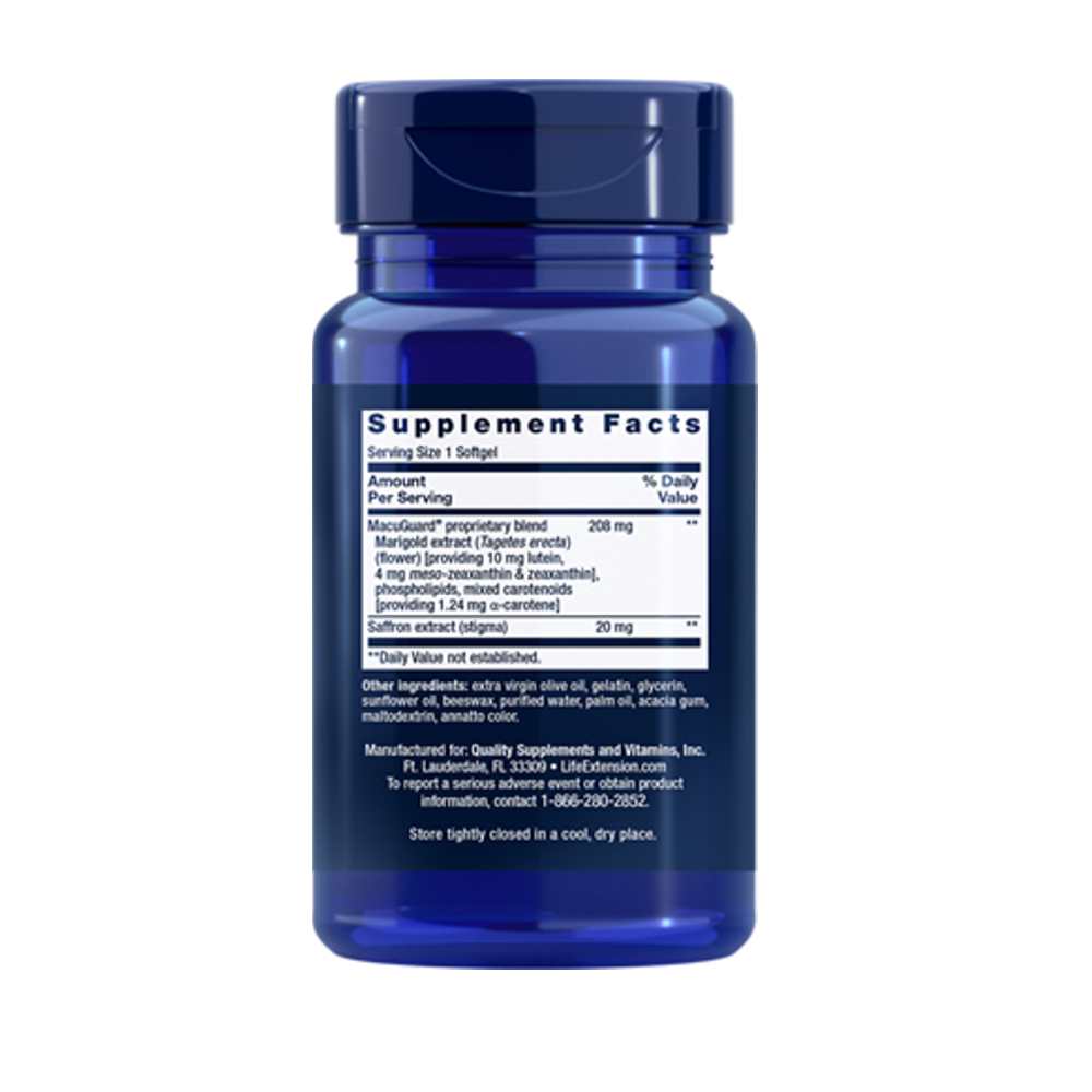 Life Extension MacuGuard® Ocular Support with Saffron 60 softgels