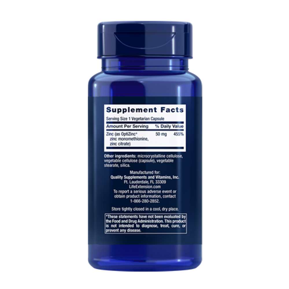 Life Extension Zinc Caps 50 Mg, 90 Vegetarian Capsules