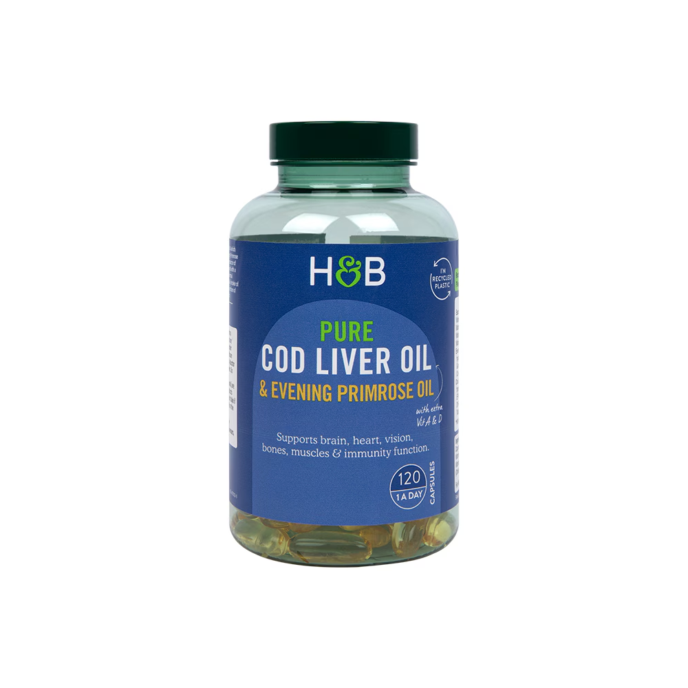 Holland & Barrett Pure Cod Liver Oil With Evening Primrose Oil - Supports Brain, Heart & Vision Immunity Functions