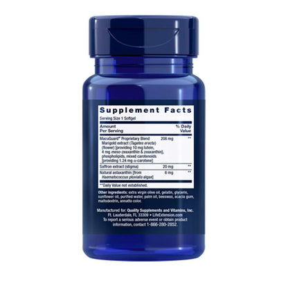 Life Extension Macu Guard® Ocular Support with Saffron & Astaxanthin 60 Softgels