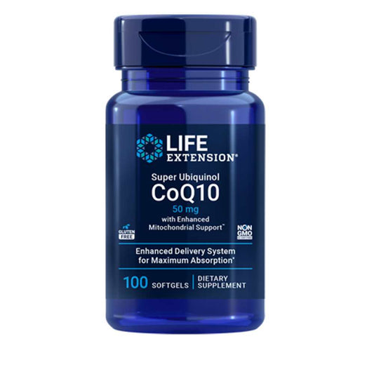 Life Extension Super Ubiquinol Co Q10 with Enhanced Mitochondrial Support™ 50 Mg, 100 Softgels
