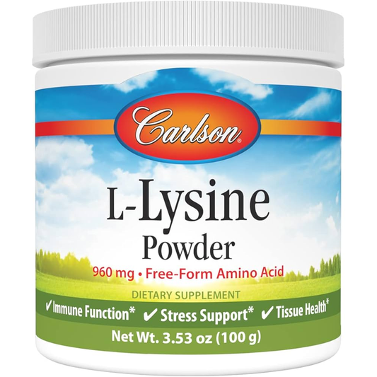 Carlson L-Lysine Powder 960mg - Free-Form Amino Acid for Immune & Tissue Health (100g)